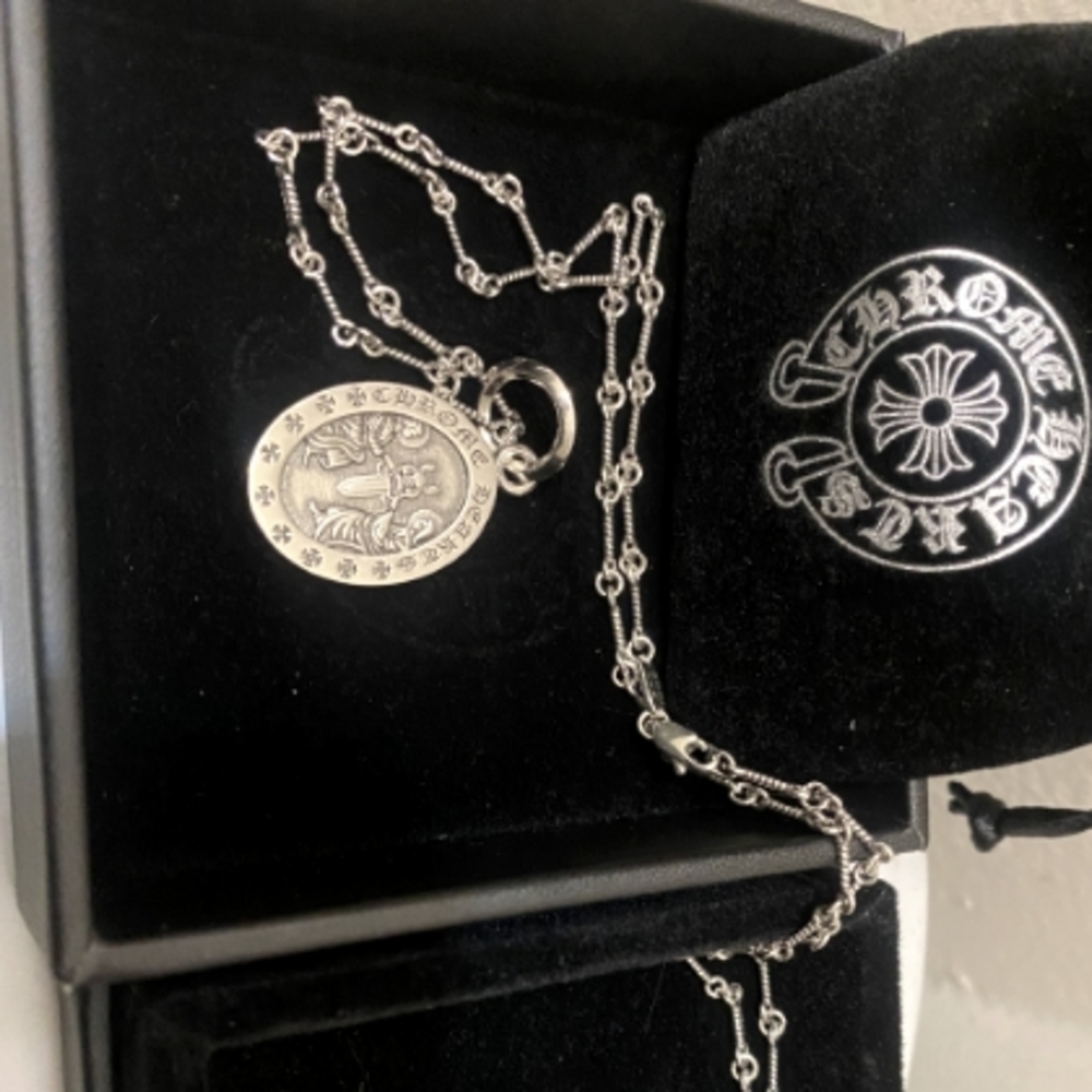 Chrome Hearts Silver Angels Medallion Pendant
